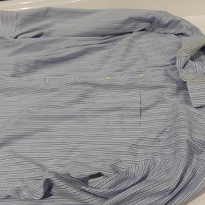 Pronto Uomo blue and white striped dress shirt